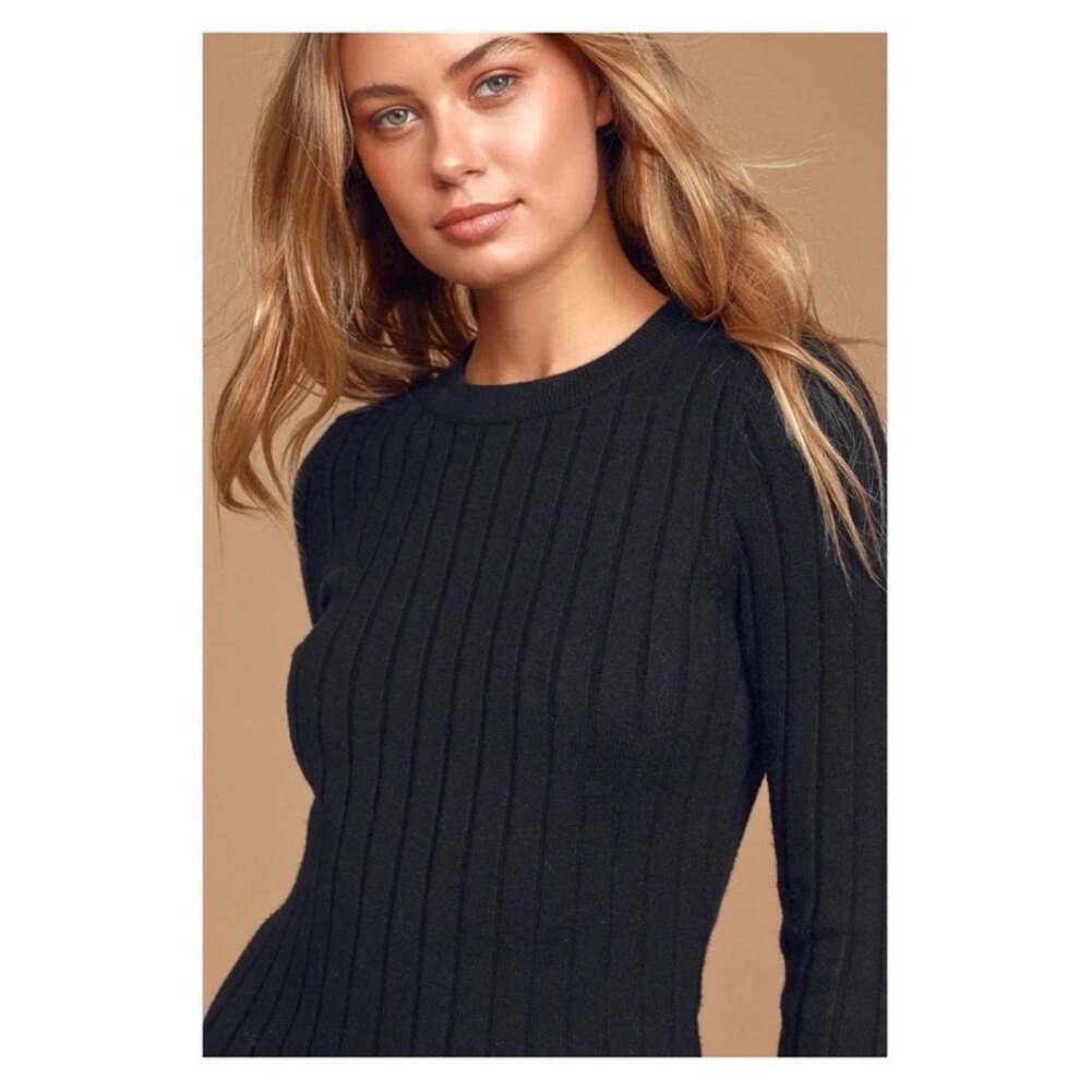 Lulu's Black Best Yet Ribbed Bodycon Sweater - Picture 3 of 10